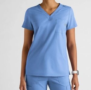 Women's V-Neck Scrub Top in Light Blue